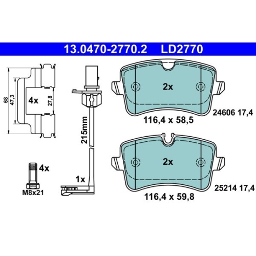 Bremsbelagsatz, Scheibenbremse ATE 13.0470-2770.2 ATE Ceramic f&uuml;r PORSCHE VAG