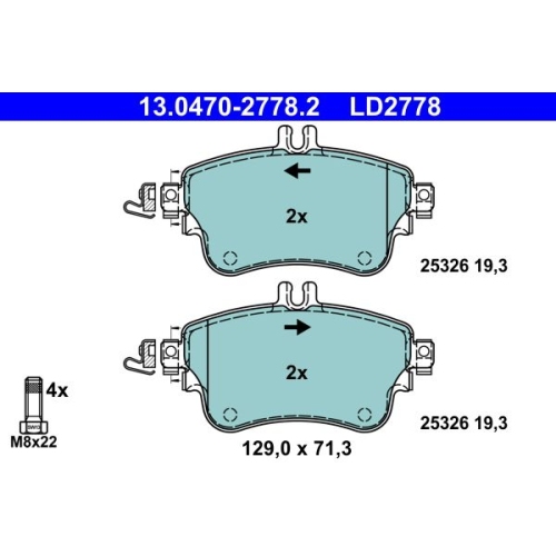 Bremsbelagsatz, Scheibenbremse ATE 13.0470-2778.2 ATE Ceramic f&uuml;r MERCEDES-BENZ