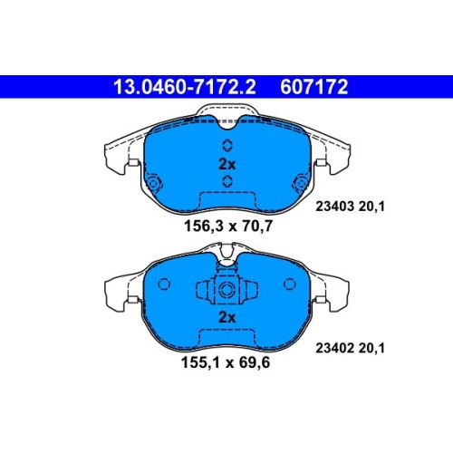Bremsbelagsatz, Scheibenbremse ATE 13.0460-7172.2 f&uuml;r FIAT OPEL SAAB