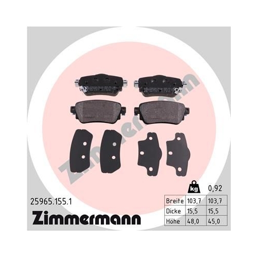 Bremsbelagsatz, Scheibenbremse ZIMMERMANN 25965.155.1 f&uuml;r NISSAN RENAULT
