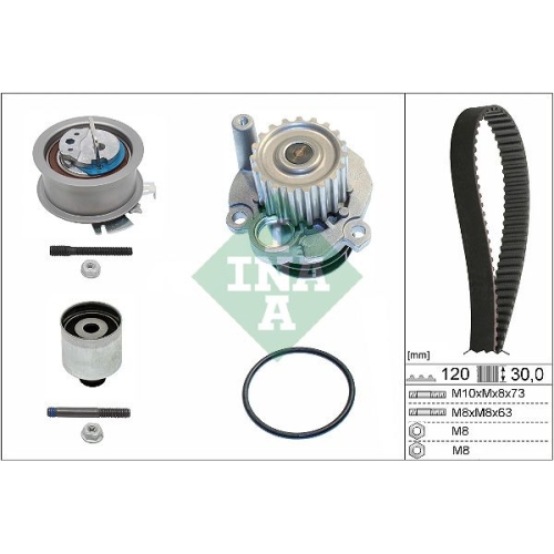 Wasserpumpe + Zahnriemensatz INA 530 0201 32 f&uuml;r AUDI FORD SEAT SKODA VW