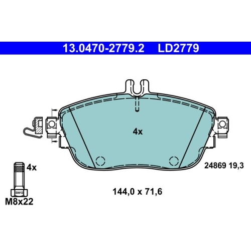 Bremsbelagsatz, Scheibenbremse ATE 13.0470-2779.2 ATE Ceramic f&uuml;r MERCEDES-BENZ