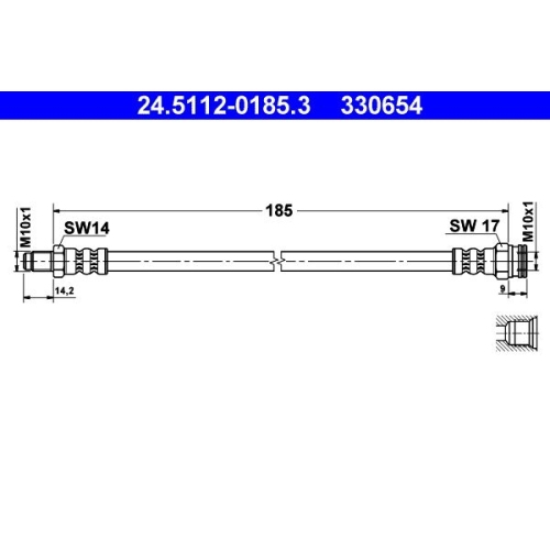 Bremsschlauch ATE 24.5112-0185.3 f&uuml;r FIAT, Hinterachse, am Bremssattel