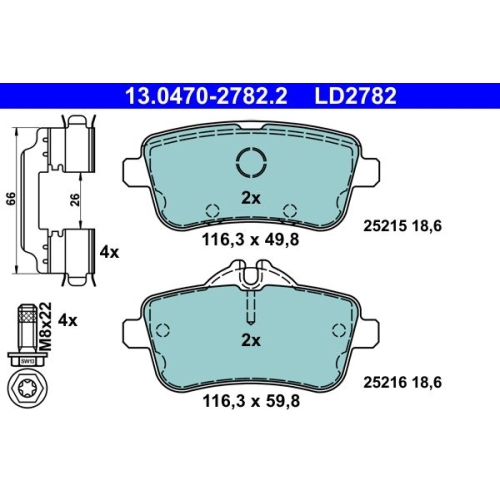 Bremsbelagsatz, Scheibenbremse ATE 13.0470-2782.2 ATE Ceramic f&uuml;r MERCEDES-BENZ