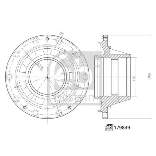 Radnabe FEBI BILSTEIN 179839 f&uuml;r MAN, Hinterachse
