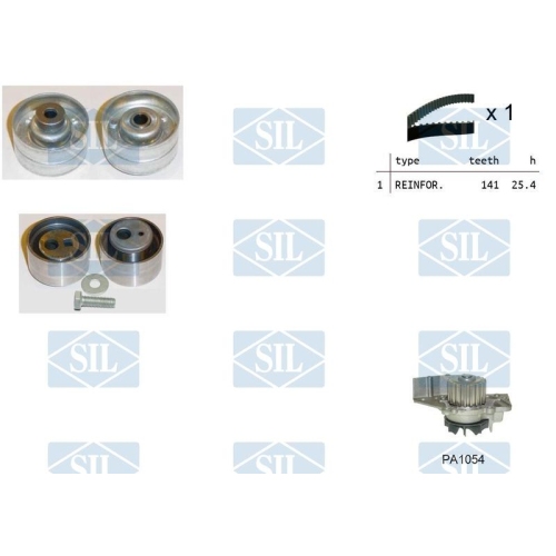 Wasserpumpe + Zahnriemensatz Saleri SIL K4PA1054 f&uuml;r FIAT LANCIA PEUGEOT