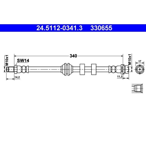 Bremsschlauch ATE 24.5112-0341.3 f&uuml;r FORD, Vorderachse