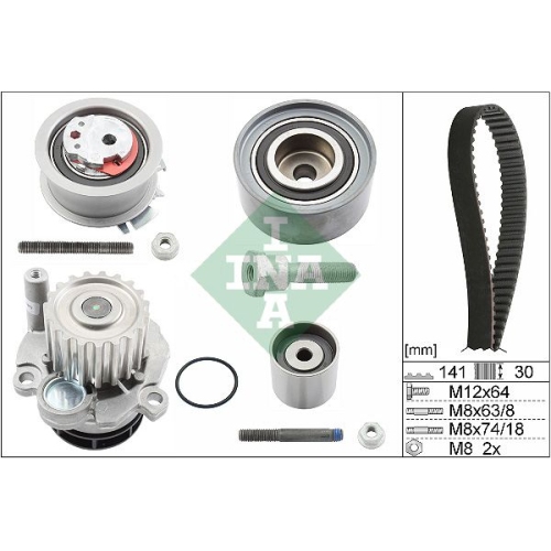 Wasserpumpe + Zahnriemensatz INA 530 0463 30 f&uuml;r AUDI SEAT SKODA VW