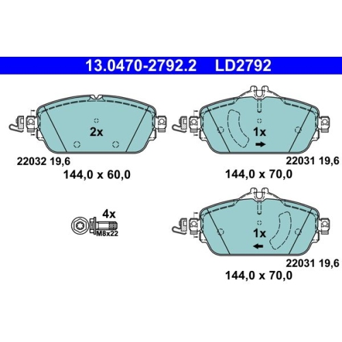 Bremsbelagsatz, Scheibenbremse ATE 13.0470-2792.2 ATE Ceramic f&uuml;r MERCEDES-BENZ