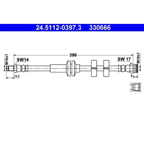 Bremsschlauch ATE 24.5112-0397.3 f&uuml;r FIAT, Vorderachse