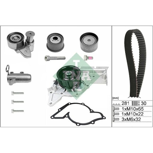 Wasserpumpe + Zahnriemensatz INA 530 0480 30 f&uuml;r AUDI