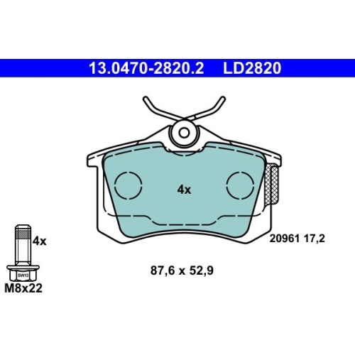 Bremsbelagsatz, Scheibenbremse ATE 13.0470-2820.2 ATE Ceramic f&uuml;r CITRO&Euml;N SEAT