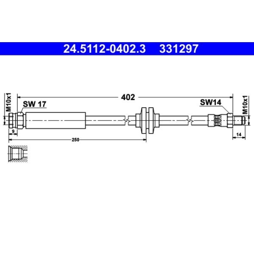 Bremsschlauch ATE 24.5112-0402.3 f&uuml;r CITRO&Euml;N FIAT OPEL, Vorderachse