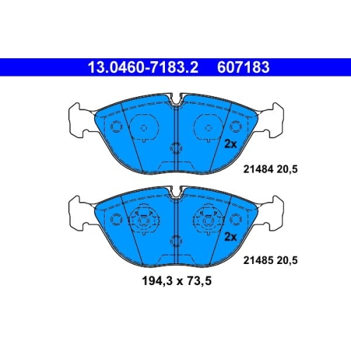 Bremsbelagsatz, Scheibenbremse ATE 13.0460-7183.2 f&uuml;r BMW CHRYSLER MERCEDES-BENZ