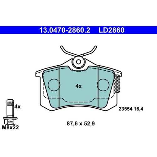 Bremsbelagsatz, Scheibenbremse ATE 13.0470-2860.2 ATE Ceramic f&uuml;r SEAT SKODA VAG