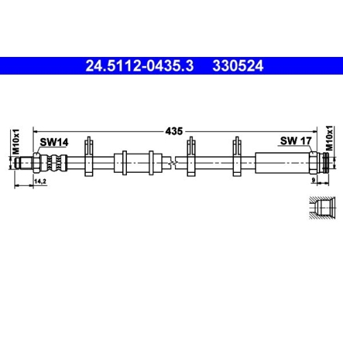 Bremsschlauch ATE 24.5112-0435.3 f&uuml;r CITRO&Euml;N FIAT PEUGEOT, Vorderachse