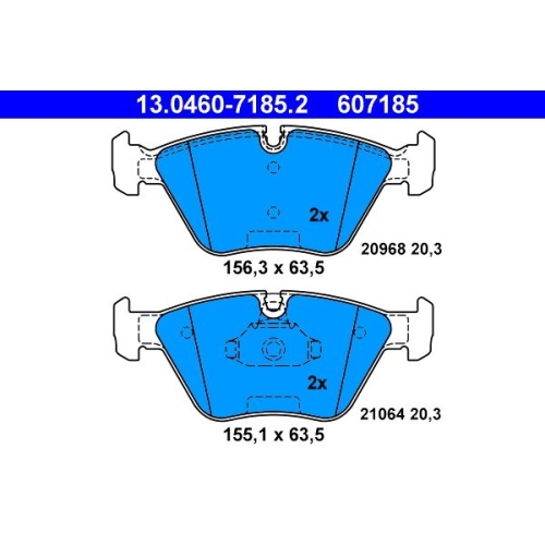 Bremsbelagsatz, Scheibenbremse ATE 13.0460-7185.2 f&uuml;r BMW, Vorderachse
