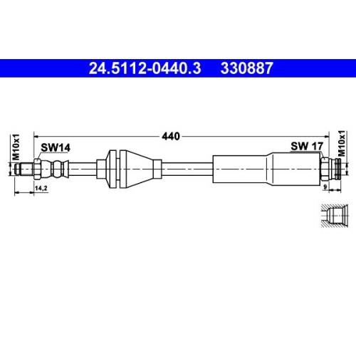 Bremsschlauch ATE 24.5112-0440.3 f&uuml;r FIAT, Vorderachse