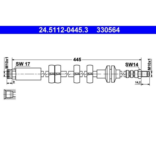 Bremsschlauch ATE 24.5112-0445.3 f&uuml;r FIAT, Vorderachse