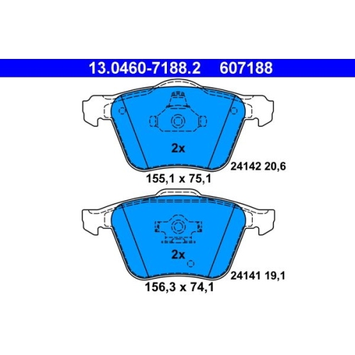 Bremsbelagsatz, Scheibenbremse ATE 13.0460-7188.2 f&uuml;r VOLVO, Vorderachse