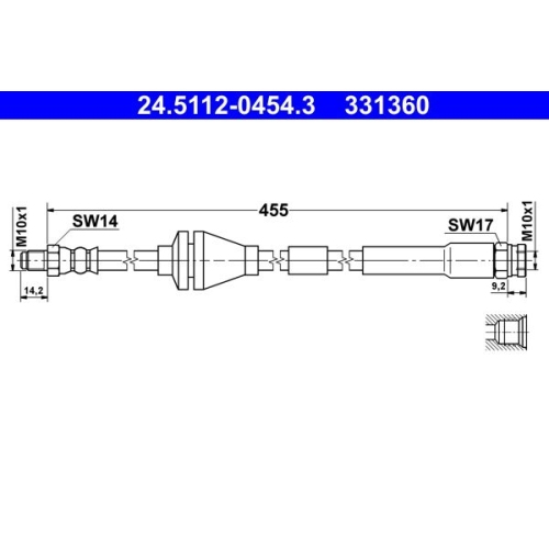 Bremsschlauch ATE 24.5112-0454.3 f&uuml;r FIAT, Vorderachse