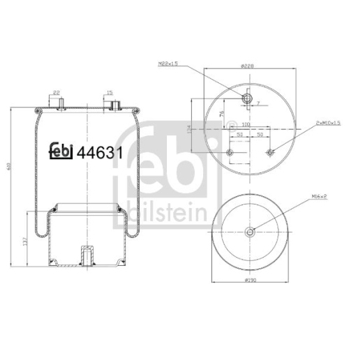 Febi Bilstein 44631 Luftfederbalg mit Stahlkolben , 1 St&uuml;ck