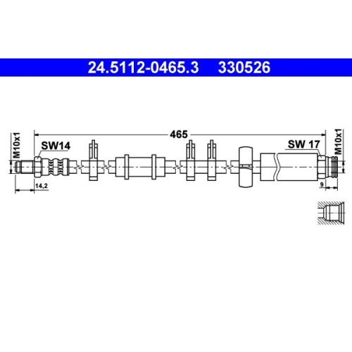 Bremsschlauch ATE 24.5112-0465.3 f&uuml;r CITRO&Euml;N FIAT PEUGEOT, Vorderachse