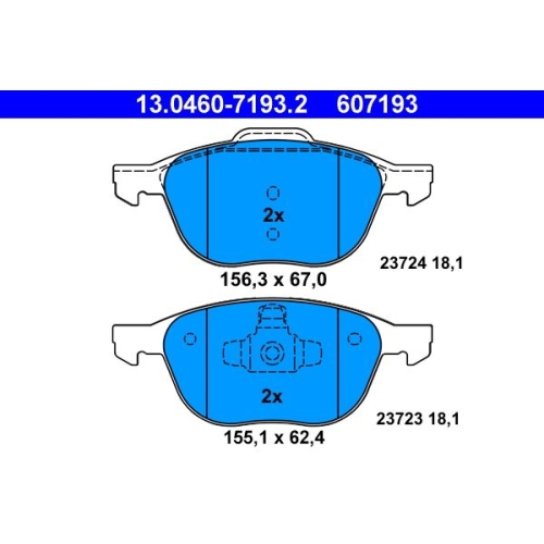 Bremsbelagsatz, Scheibenbremse ATE 13.0460-7193.2 f&uuml;r FORD MAZDA VOLVO