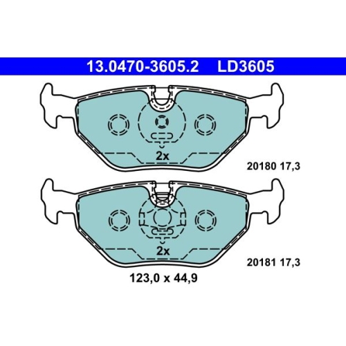 Bremsbelagsatz, Scheibenbremse ATE 13.0470-3605.2 ATE Ceramic f&uuml;r BMW MG ROVER