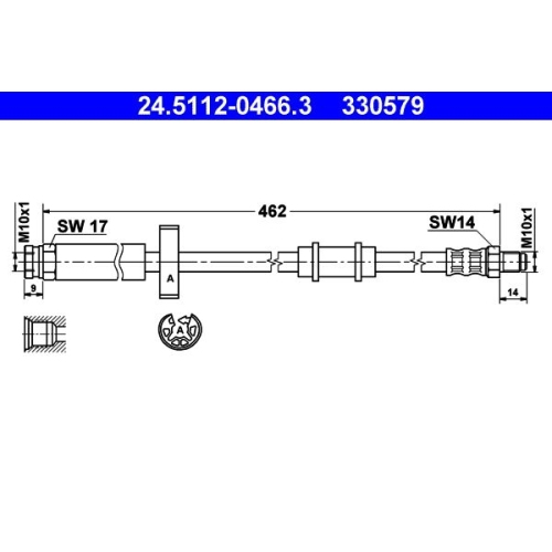 Bremsschlauch ATE 24.5112-0466.3 f&uuml;r CITRO&Euml;N FIAT PEUGEOT, Vorderachse