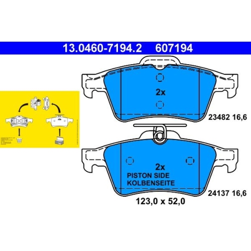Bremsbelagsatz, Scheibenbremse ATE 13.0460-7194.2 f&uuml;r FORD OPEL SAAB