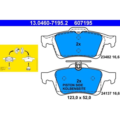 Bremsbelagsatz, Scheibenbremse ATE 13.0460-7195.2 f&uuml;r FORD MAZDA OPEL SAAB VOLVO