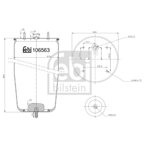 Febi Bilstein 106563 Luftfederbalg ohne Kolben, 1 St&uuml;ck