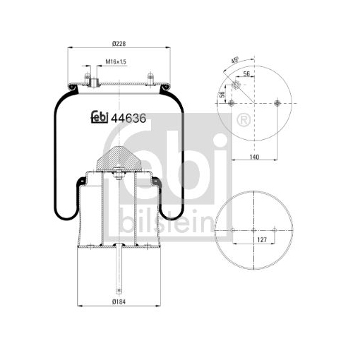 Febi Bilstein 44636 Luftfederbalg mit Stahlkolben und Kolbenstange , 1 St&uuml;ck