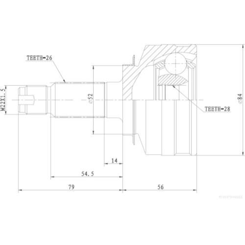 Gelenksatz, Antriebswelle HERTH+BUSS JAKOPARTS J2824039 f&uuml;r HONDA, radseitig