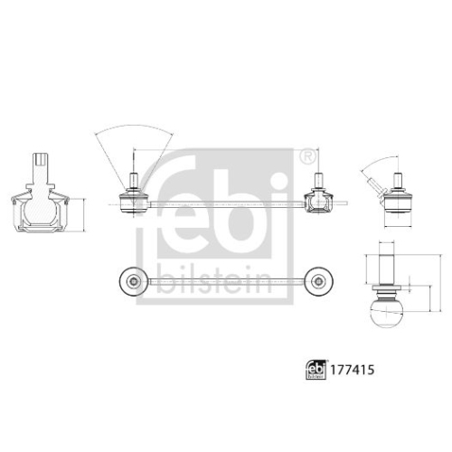 Stange/Strebe, Stabilisator FEBI BILSTEIN 177415 f&uuml;r BMW, Vorderachse rechts
