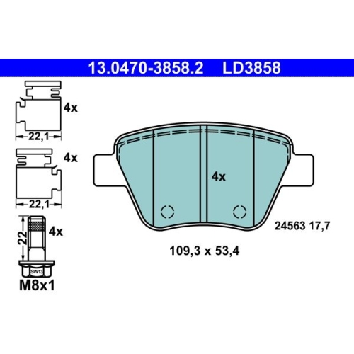 Bremsbelagsatz, Scheibenbremse ATE 13.0470-3858.2 ATE Ceramic f&uuml;r SEAT SKODA VAG