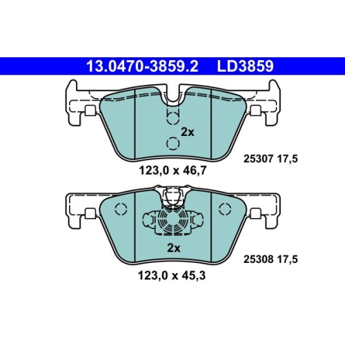 Bremsbelagsatz, Scheibenbremse ATE 13.0470-3859.2 ATE Ceramic f&uuml;r BMW
