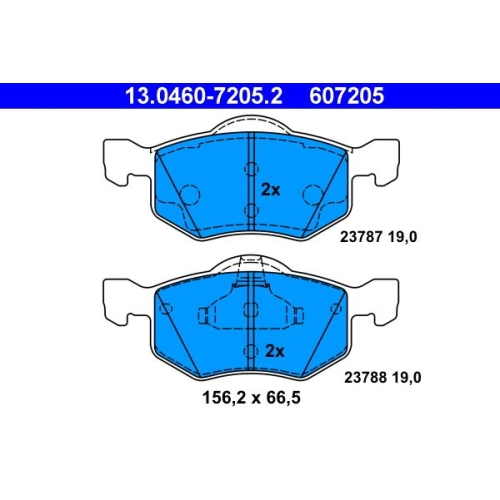 Bremsbelagsatz, Scheibenbremse ATE 13.0460-7205.2 f&uuml;r FORD MAZDA, Vorderachse