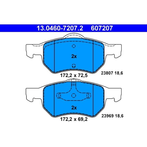 Bremsbelagsatz, Scheibenbremse ATE 13.0460-7207.2 f&uuml;r CHRYSLER, Vorderachse