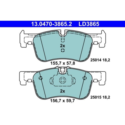 Bremsbelagsatz, Scheibenbremse ATE 13.0470-3865.2 ATE Ceramic f&uuml;r BMW