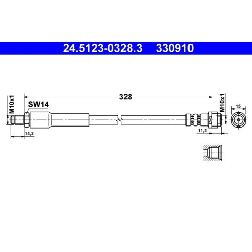 Bremsschlauch ATE 24.5123-0328.3 f&uuml;r MERCEDES-BENZ, Hinterachse