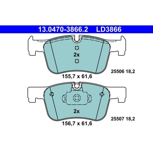 Bremsbelagsatz, Scheibenbremse ATE 13.0470-3866.2 ATE Ceramic f&uuml;r BMW