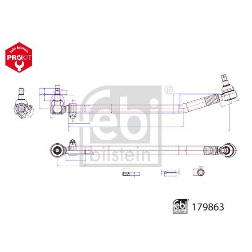 Lenkstange FEBI BILSTEIN 179863 ProKit f&uuml;r MERCEDES-BENZ, Vorderachse