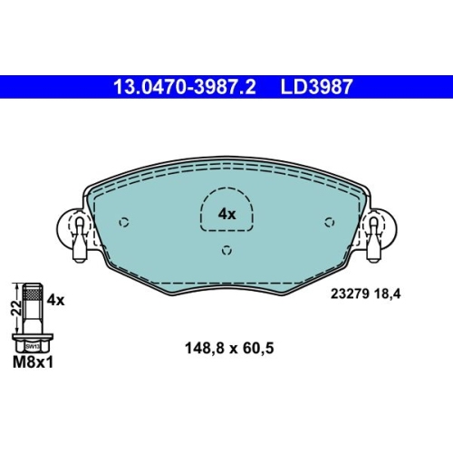 Bremsbelagsatz, Scheibenbremse ATE 13.0470-3987.2 ATE Ceramic f&uuml;r FORD JAGUAR