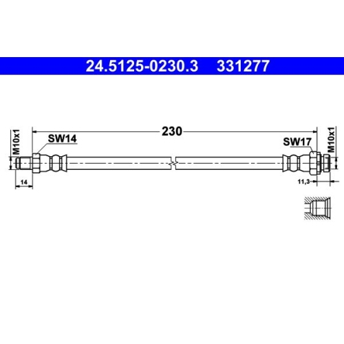 Bremsschlauch ATE 24.5125-0230.3 f&uuml;r BMW, Hinterachse, am Bremssattel