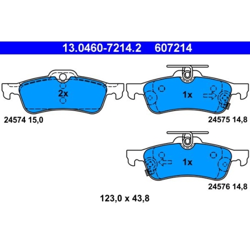 Bremsbelagsatz, Scheibenbremse ATE 13.0460-7214.2 f&uuml;r DAIHATSU TOYOTA