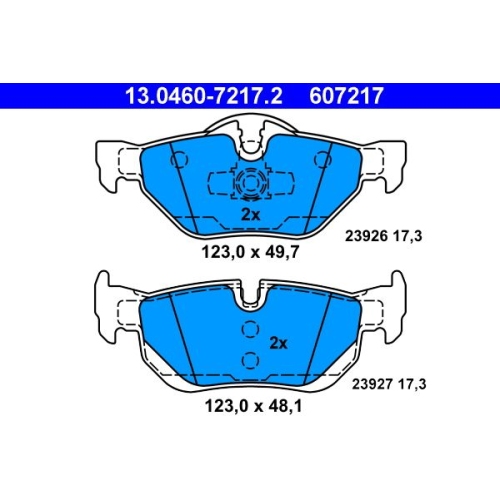 Bremsbelagsatz, Scheibenbremse ATE 13.0460-7217.2 f&uuml;r BMW, Hinterachse