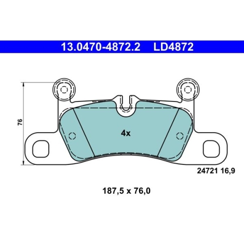 Bremsbelagsatz, Scheibenbremse ATE 13.0470-4872.2 ATE Ceramic f&uuml;r PORSCHE VAG