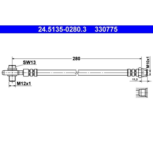 Bremsschlauch ATE 24.5135-0280.3 f&uuml;r VAG, Hinterachse